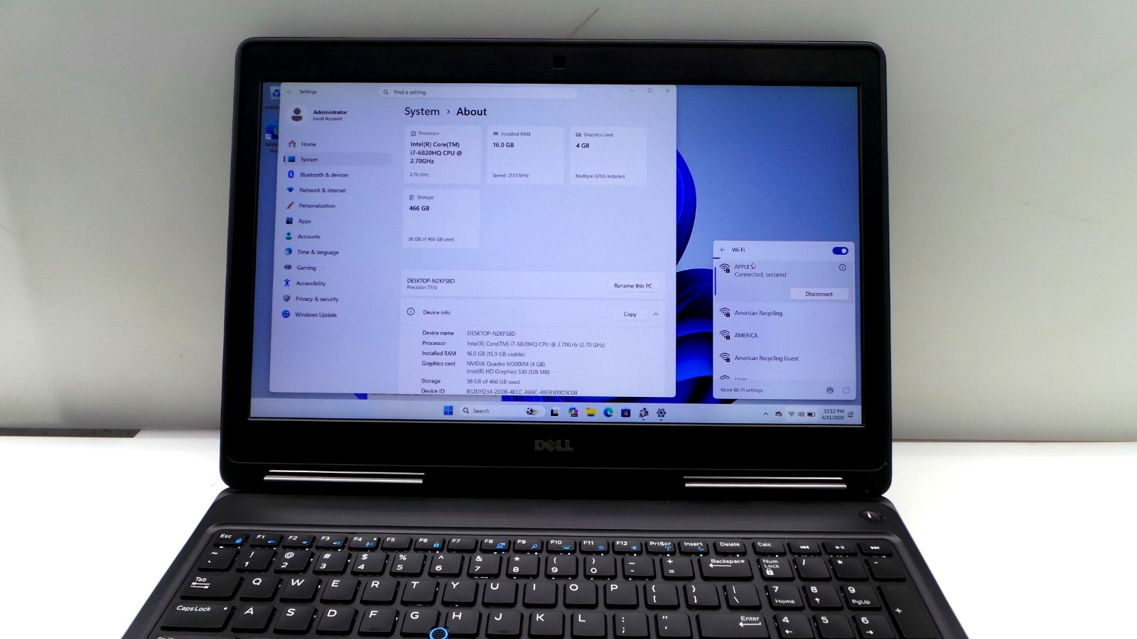 Dell Precision 7510 | 15.6″ | i7-6820HQ | 16GB 500GB SSD | Win 11 Pro
