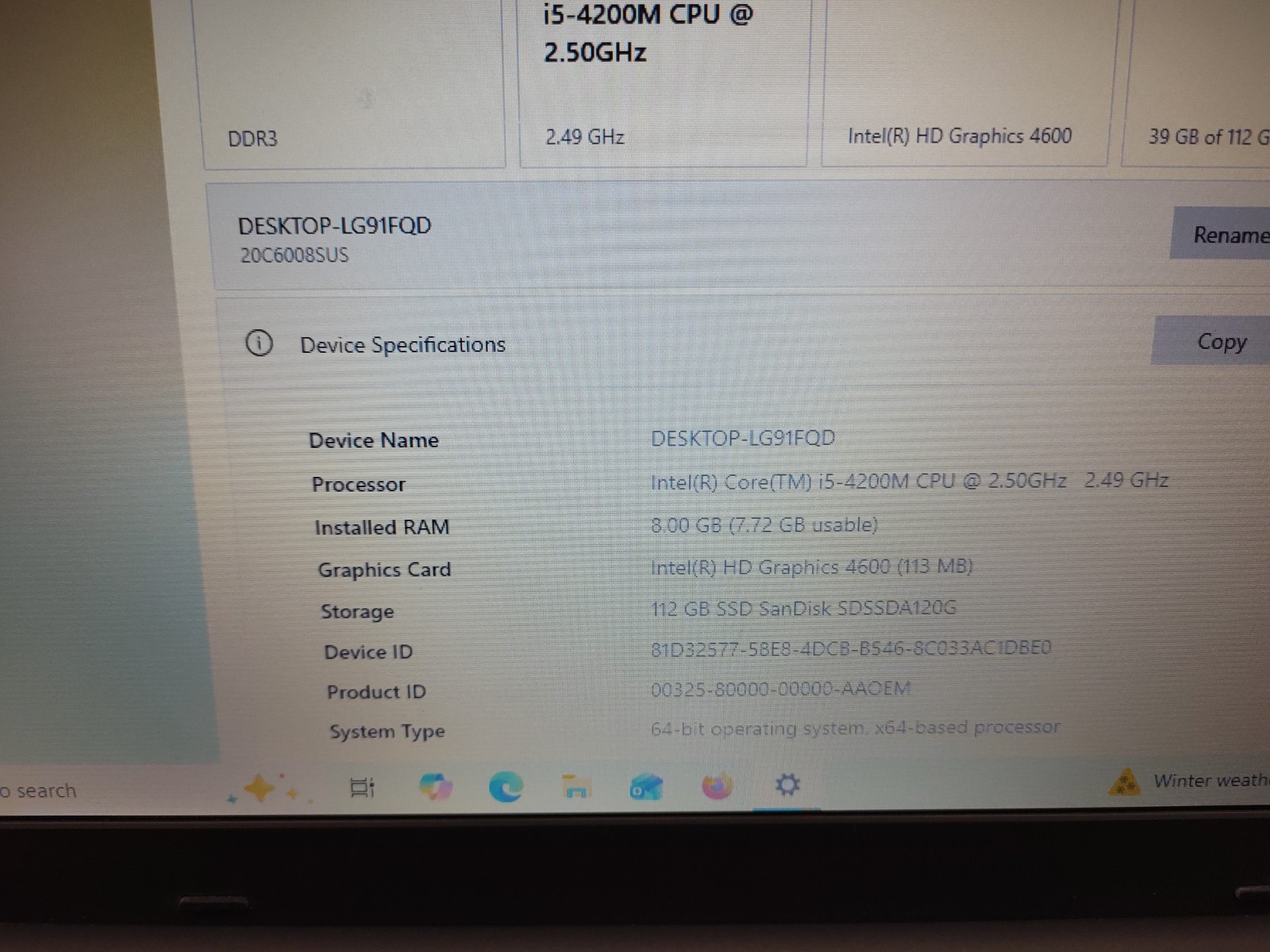 15.6″ Lenovo Thinkpad E540 Intel Core i5-4200m, 8gb ram, 120gb ssd, Windows 10