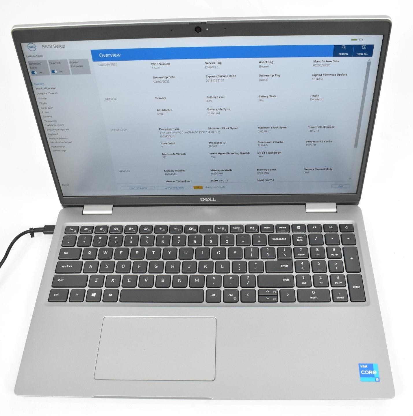 Dell Latitude 5520 Laptop i5-1135G7 2.4GHz 16GB 256GB SSD No OS