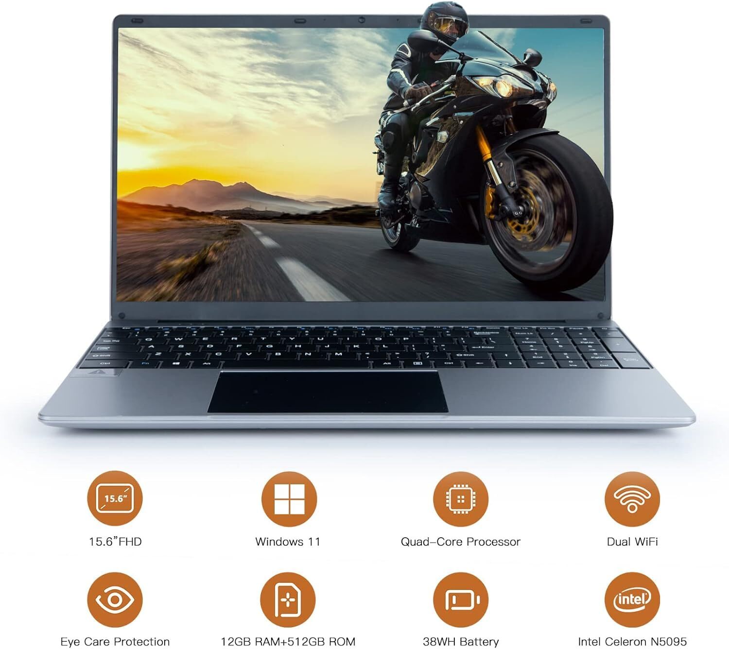 2025 A15.6 inch Laptop Computer Intel Quad-Core Processors 12GB RAM,512GB SSD