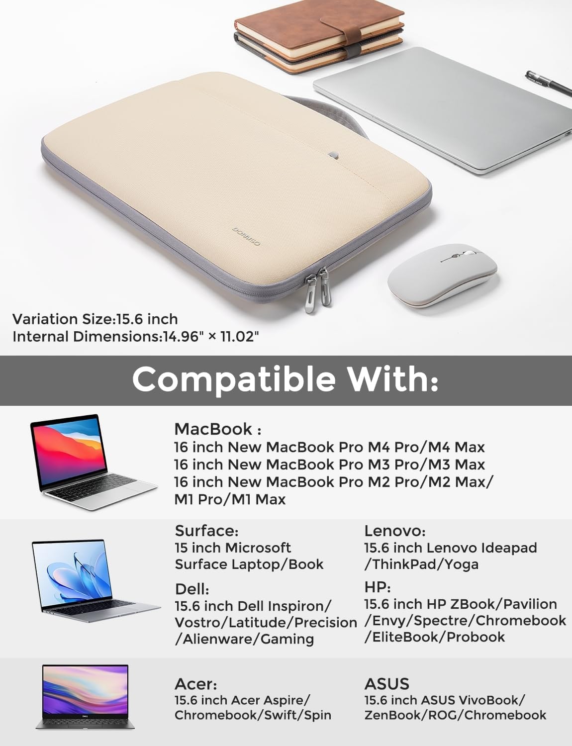 15.6 inch Laptop Case Sleeve Protective Cover Compatible with 16 inch MacBook Pr