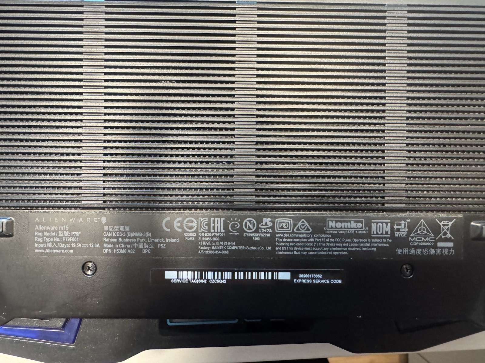 Alienware M15 R1 16GB 475GB SSD Intel i7-9750H NVIDIA Gaming Laptop PC Computer