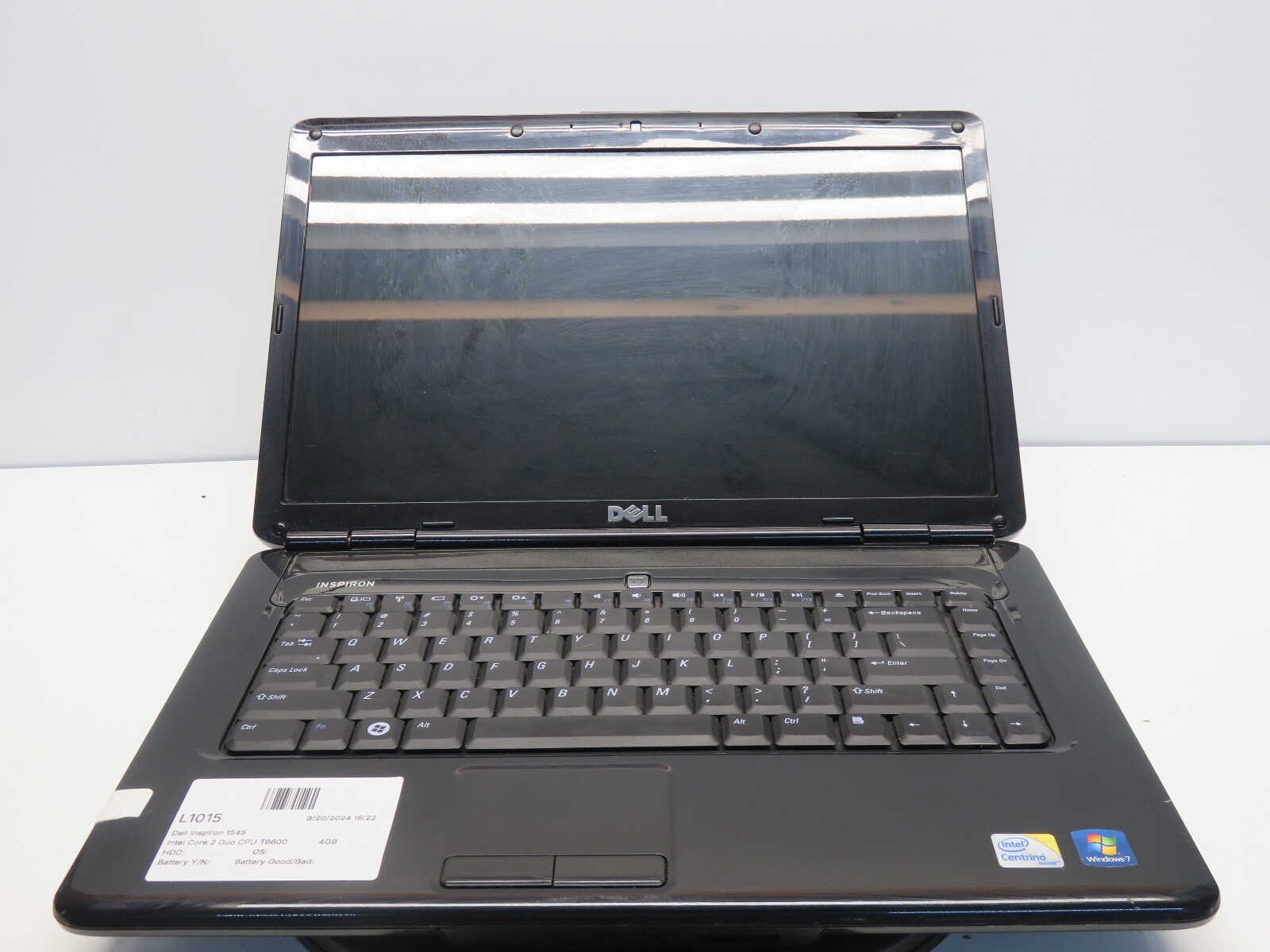 Dell Inspiron 1545 Intel Core 2 Duo CPU T6600 2.20GHz 4GB 500 GB WIN XP NO BAT
