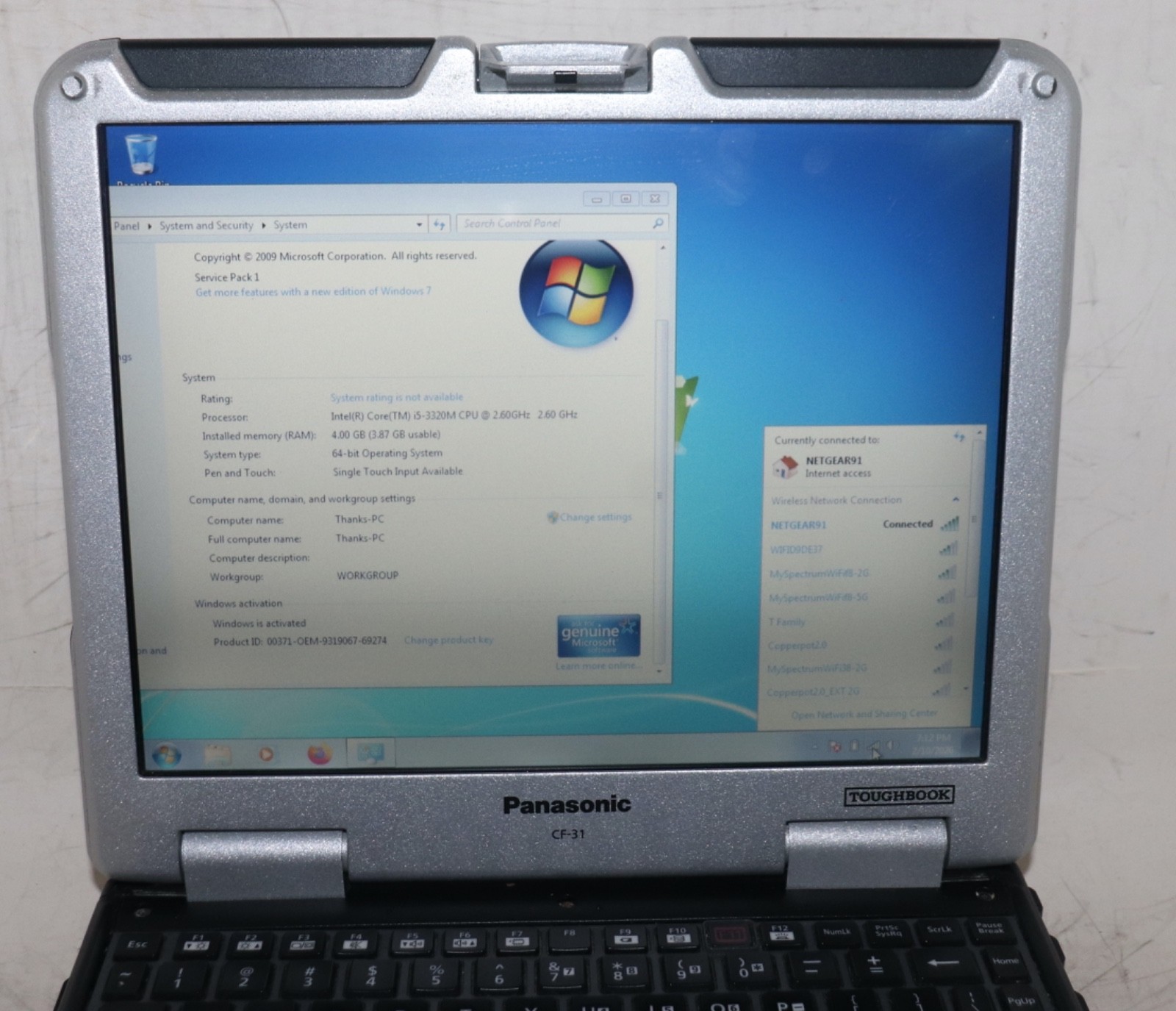 Panasonic ToughBook CF-31|Core i5@2.60 GHz|4GB RAM|500 GBHDD|WIN 7||Touch|Stylus