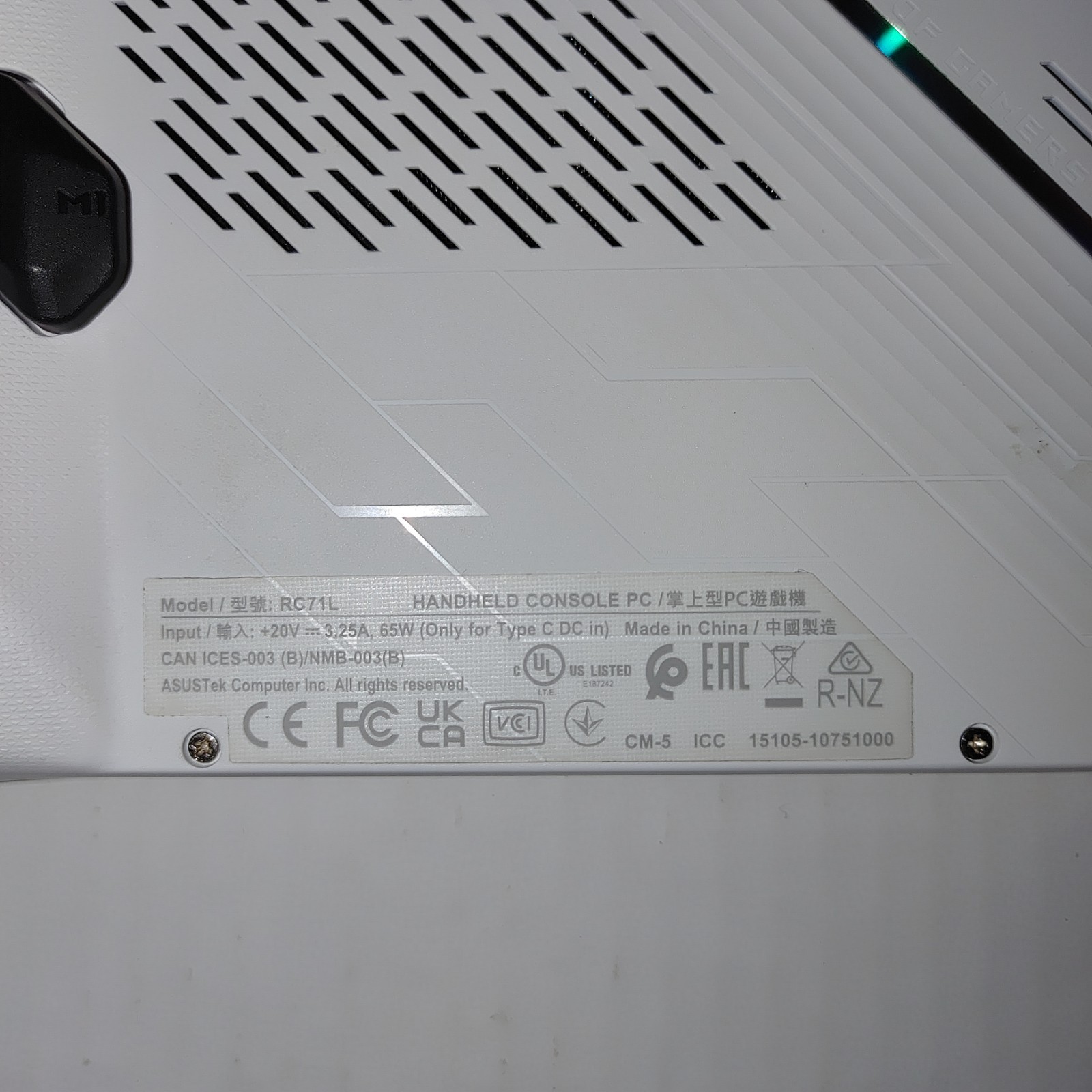 Asus Rog Ally White X1 Rc71l