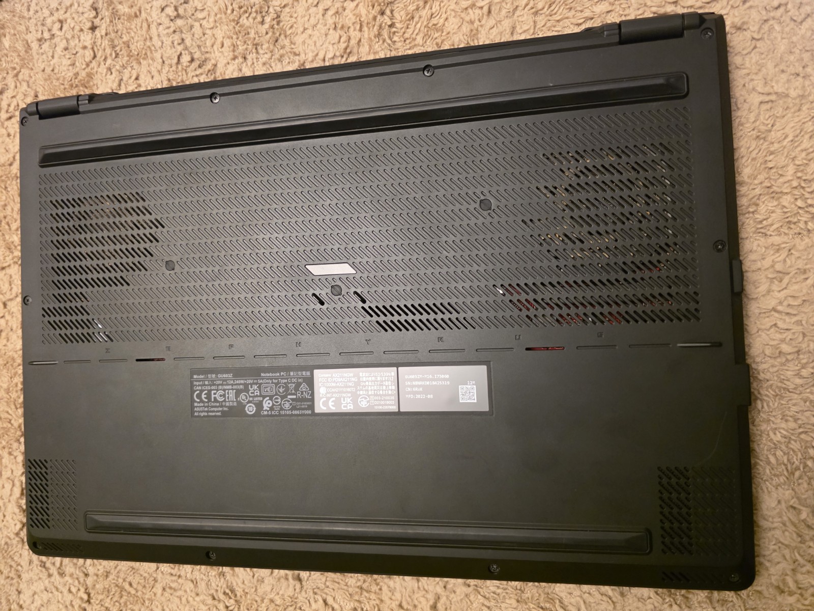 Asus ROG Zephyrus M16 GU603 16 165Hz FHD+ 2.3GHz i7-12700H 40GB 1.5 TB +RTX 3060