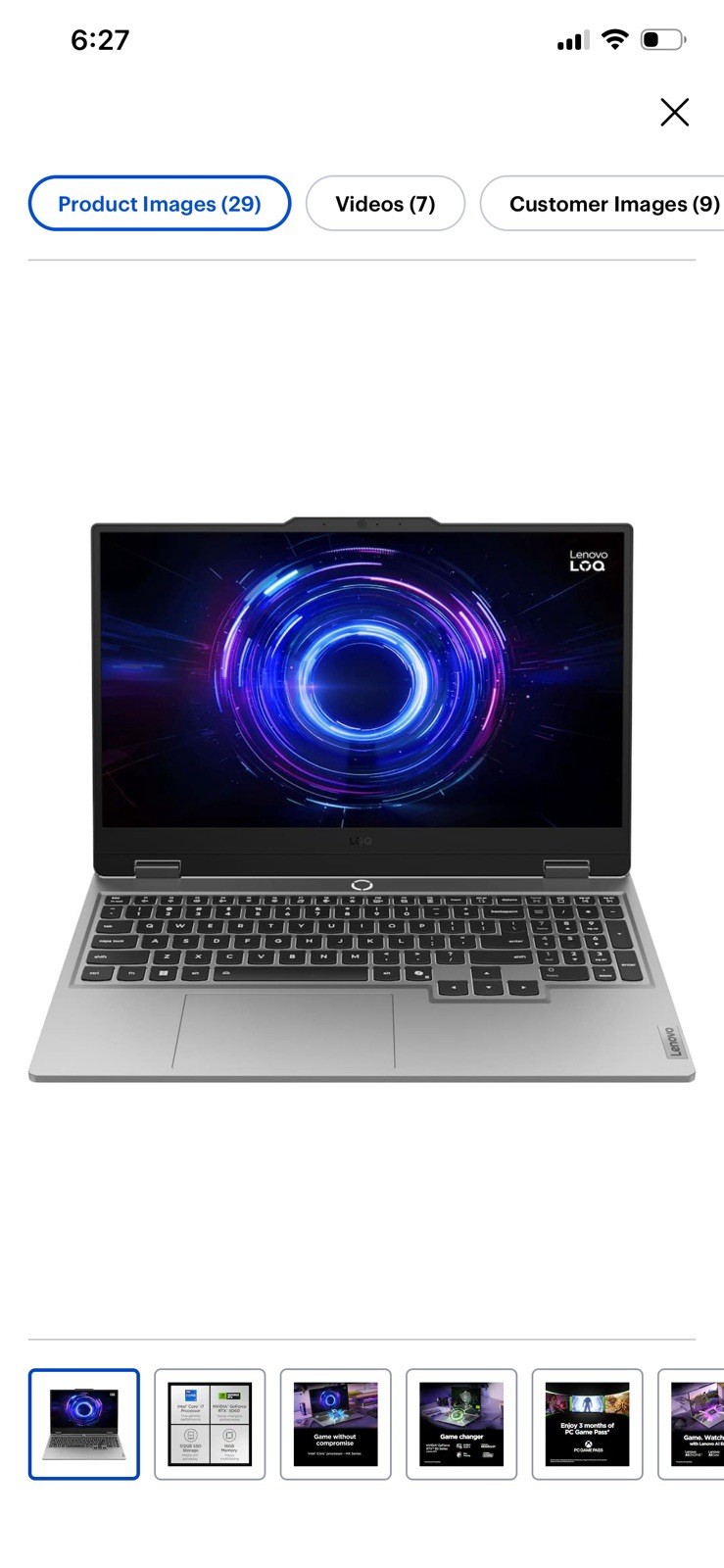 Lenovo LOQ Gaming Laptop 1920×1080 FHD 144Hz 100% sRGB 300 nits 3ms Silver
