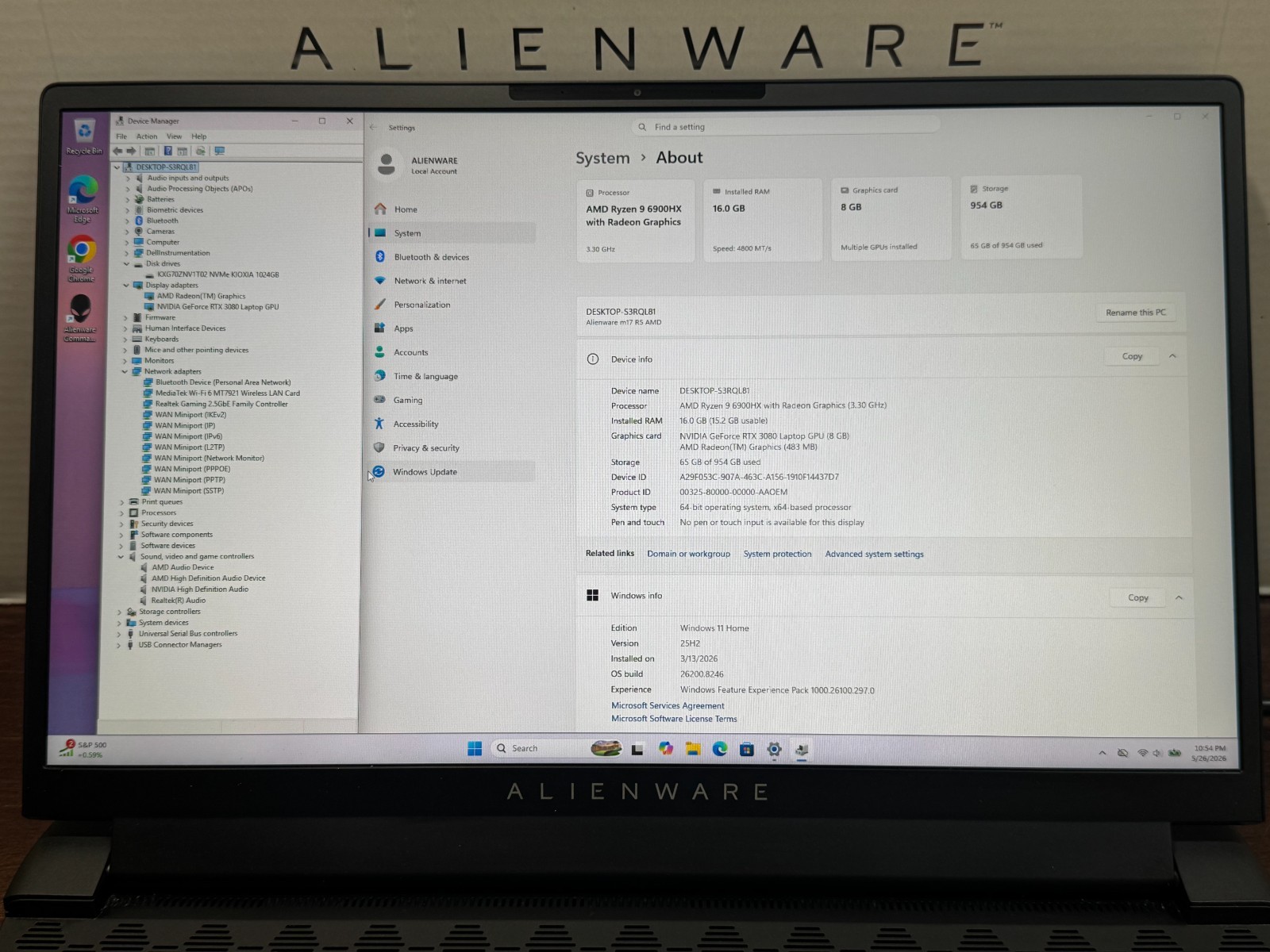 Alienware M17 R5 480Hz AMD Ryzen 9 6900HX 16GB 1TB/SSD RTX 3080 Gaming Laptop
