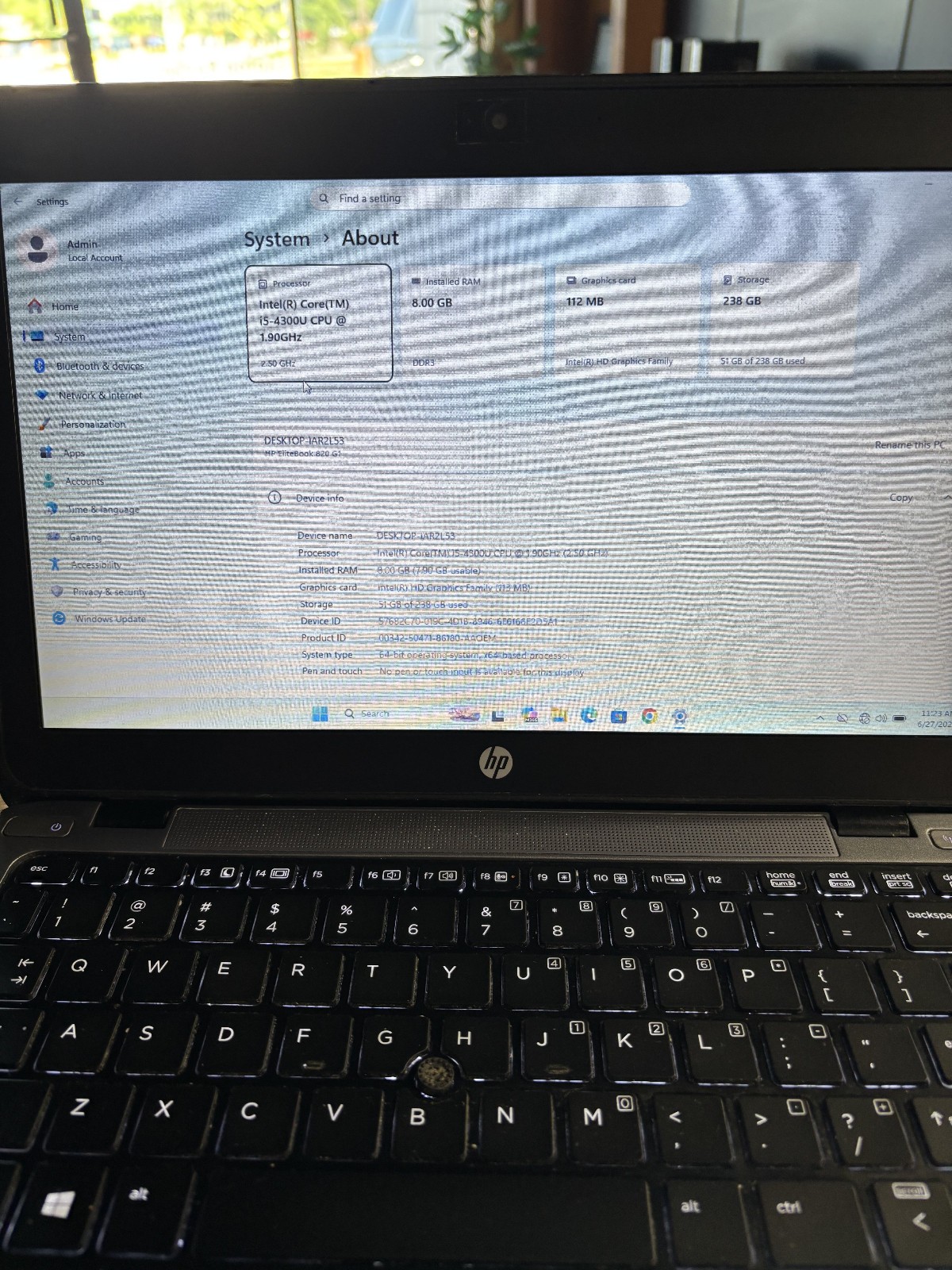 HP EliteBook 820 G1 Intel Core i5-4300U 8GB 256GB SSD W11 Pro 2 Batteries *READ*