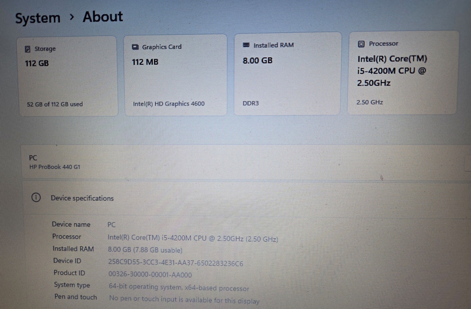 HP ProBook 440 G1 ~ i5-4200M 8GB RAM 110GB SSD Windows 11