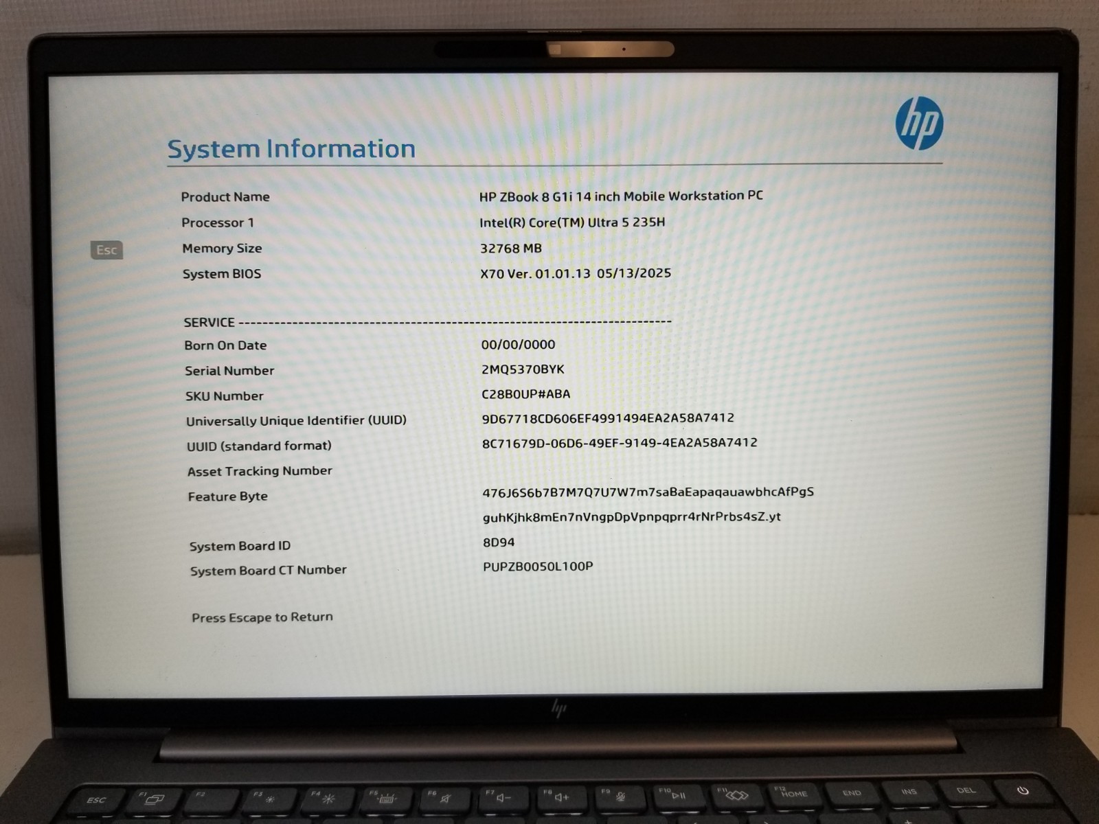 HP ZBook 8 G1i 14” Mobile Workstation Ultra 5 235H 32GB DDR5 NO SSD