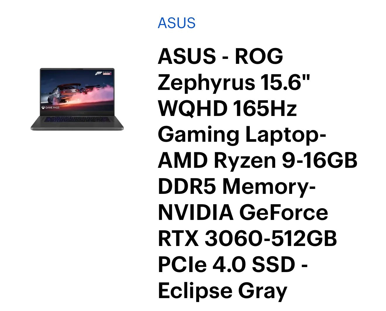 ASUS – ROG Zephyrus 15.6″ WQHD 165Hz Gaming Laptop