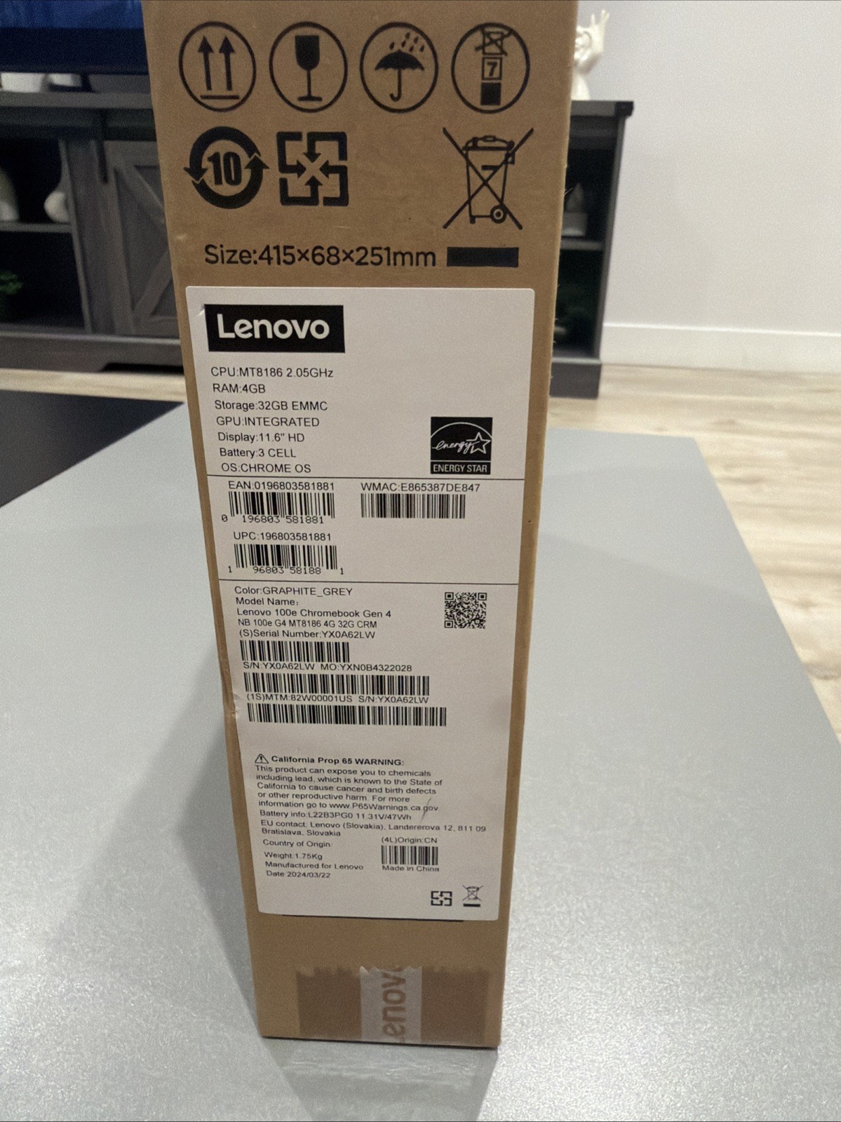Lenovo 100e Chromebook Gen 4 11.6″ MT8186 2.05GHz, 4GB RAM 32GB EMMC