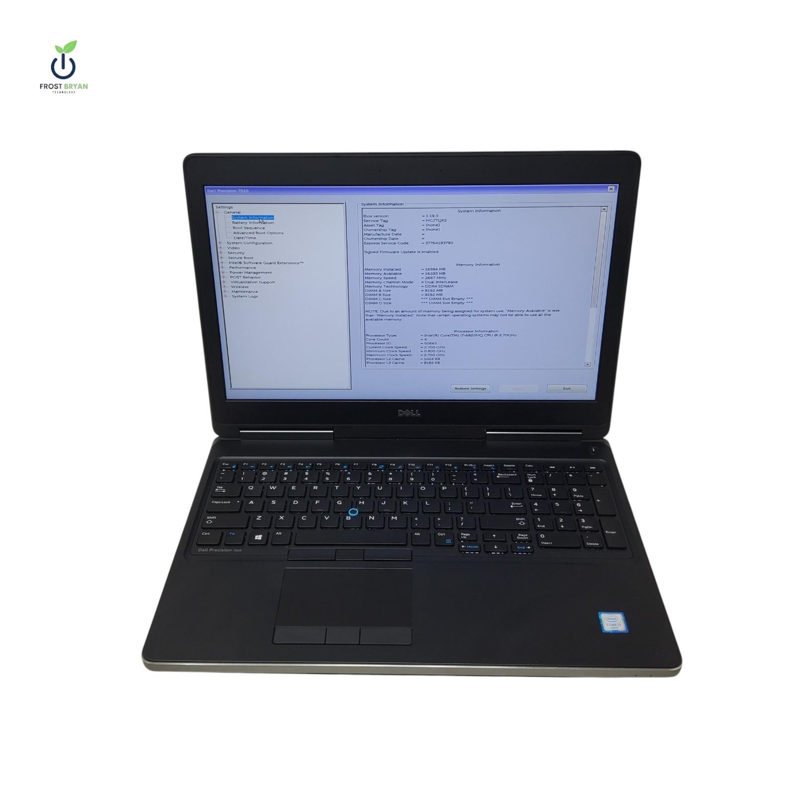 DELL PRECISION 7510 Laptop i7-6820HQ@2.70GHz 16GB 256GB No OS Grade C [READ]