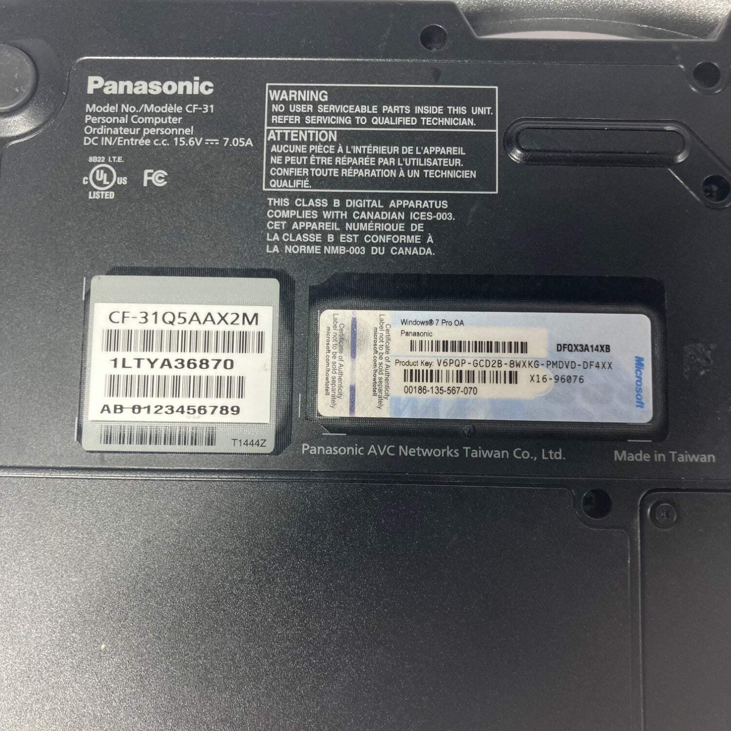 Panasonic Toughbook CF-31 13″ Core i3-2130m 3.4GHz 4GB RAM 256GB SSD WIN 11