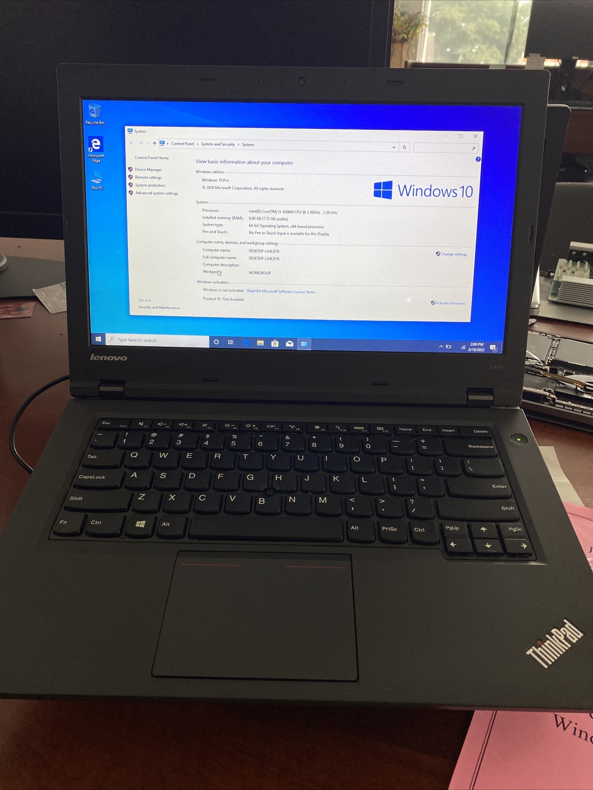 Lenovo thinkpad L440 core i5 8gb ram 500gb hard drive windows 10 pro