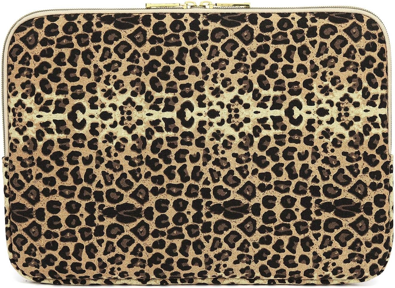 15.6 Inch Laptops Sleeve – KY-03 Canvas Fabric Brown Leopard Print Design