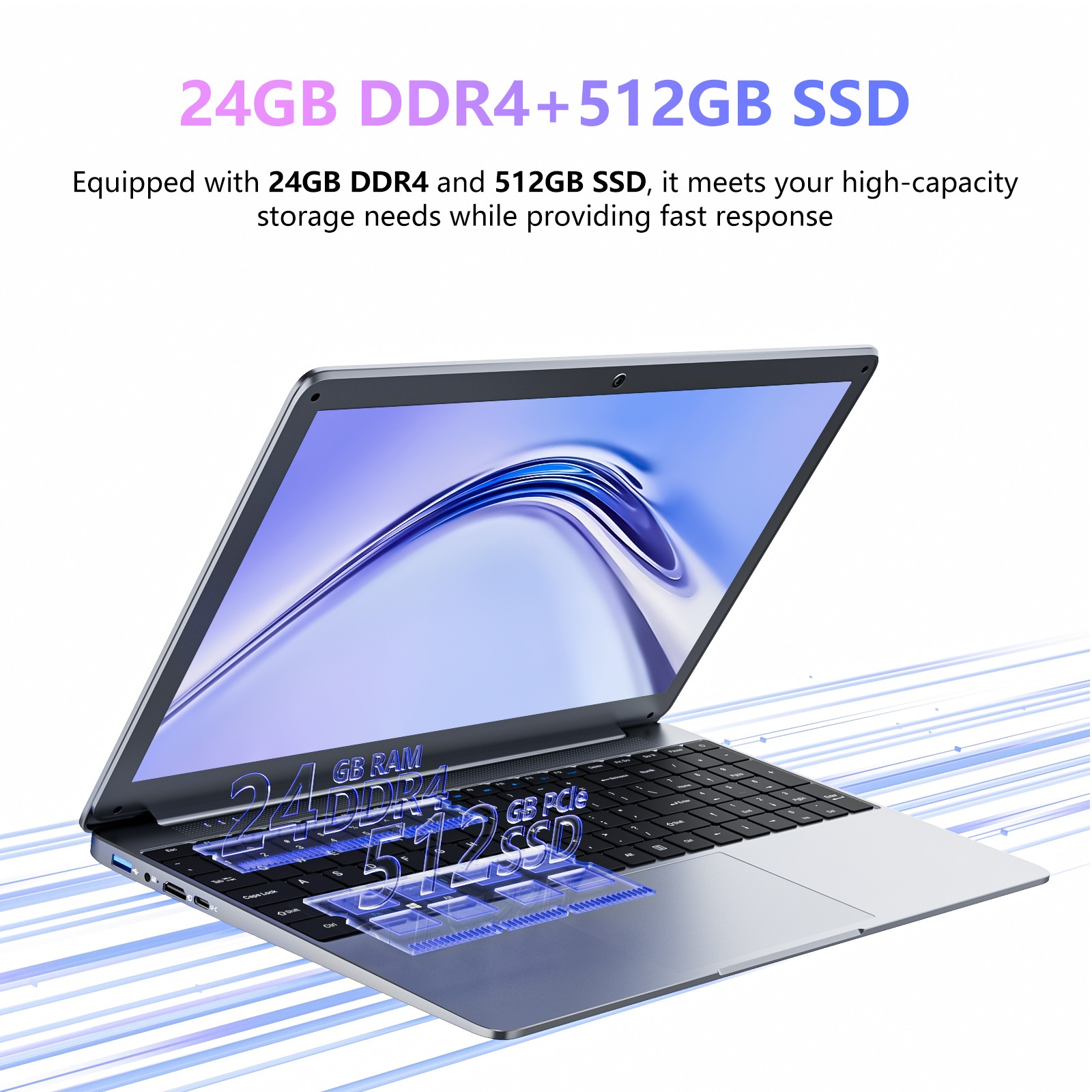 SGIN 15.6 Inch Laptop Computer 24GB RAM 512GB SSD N5095 Quad-Core Up to 2.9GHz