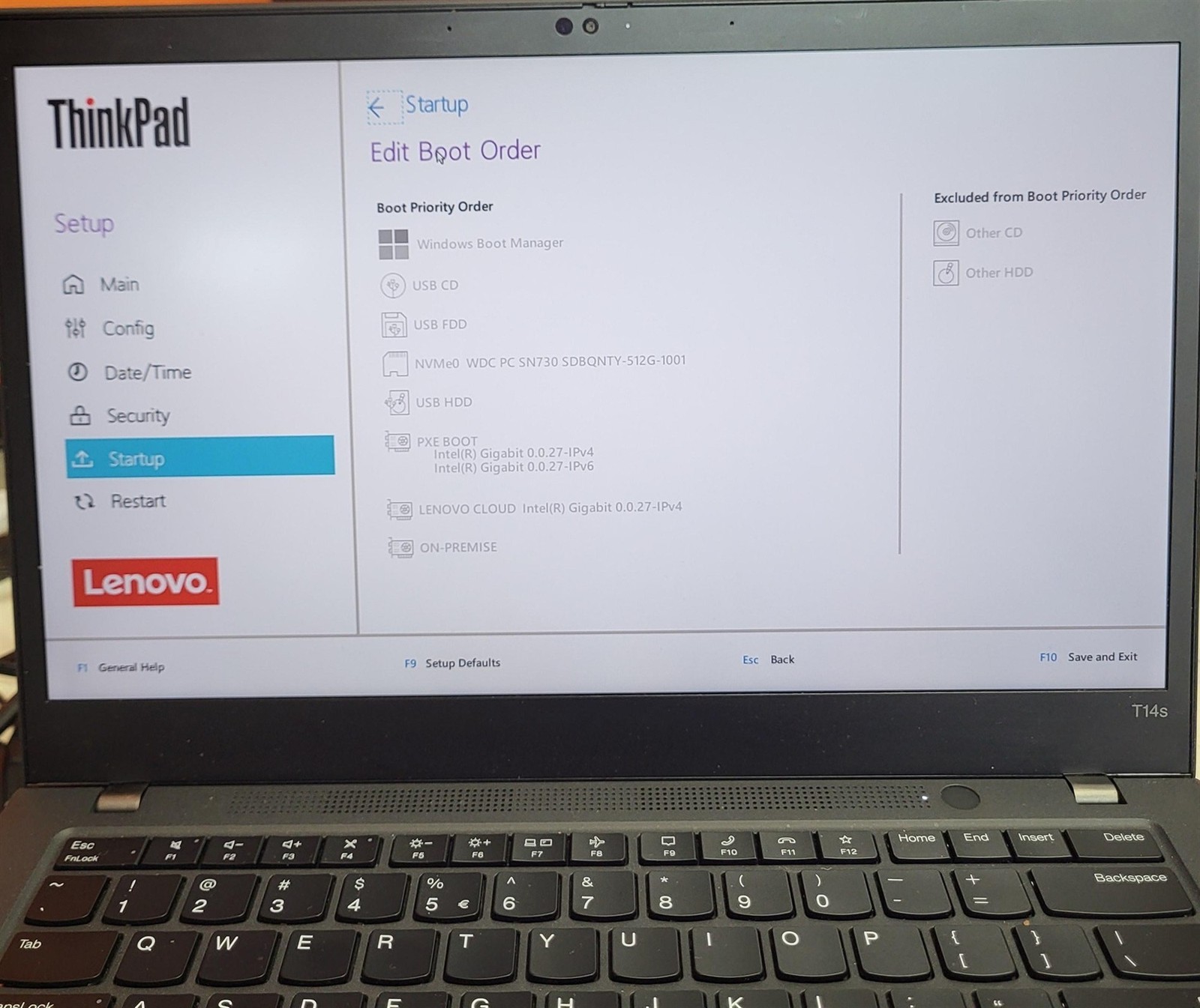 BIOS Locked Lenovo ThinkPad T14s Gen 2 Laptop Intel i5-1145G7 2.6GHz 16GB 512GB