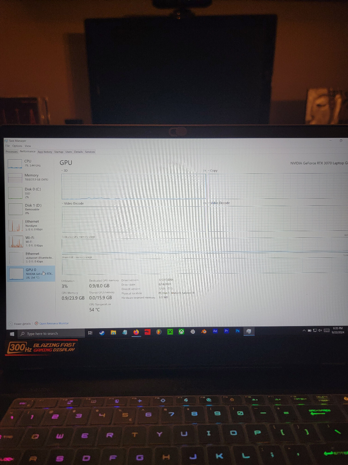 MSI GE66 Raider Gaming Laptop, RTX 3070, 1 Tb, 300Hz, i7-10870H