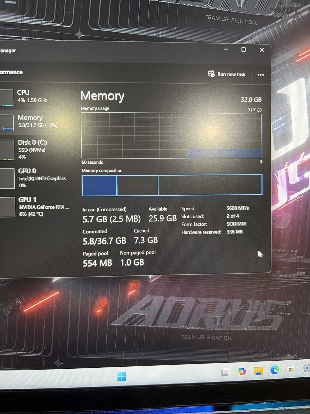 gigabyte aorus gaming laptop 16x Nvidia Rtx 4070 I7-14650HX 32GB Ram 1TB