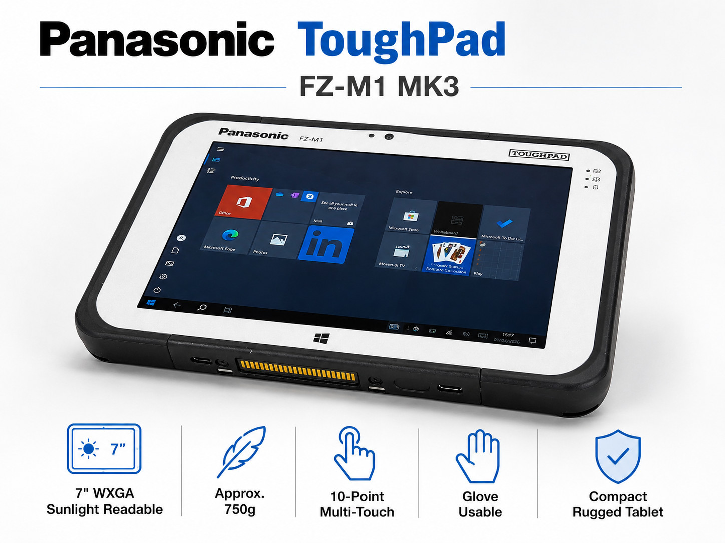 Panasonic ToughPad FZ-M1 MK3 I5 1.2GHz Win 10 8GB, 256GB Tablet LAN RJ45 4G GPS