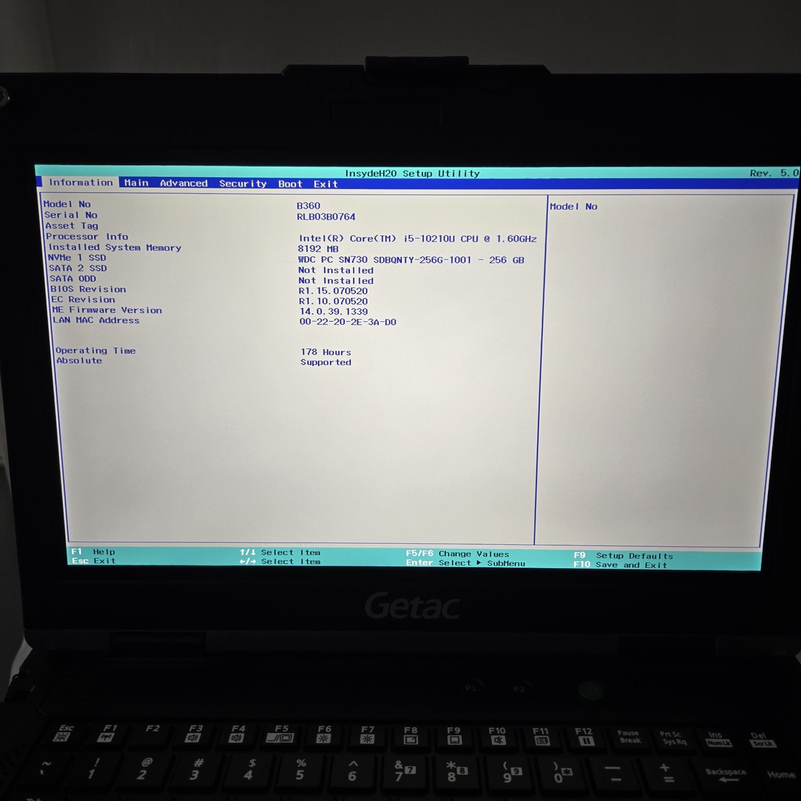 Getac B360 Rugged Laptop i5-10210U 256GB SSD 8GB RAM – 4G LTE – Win11 – Grade B+