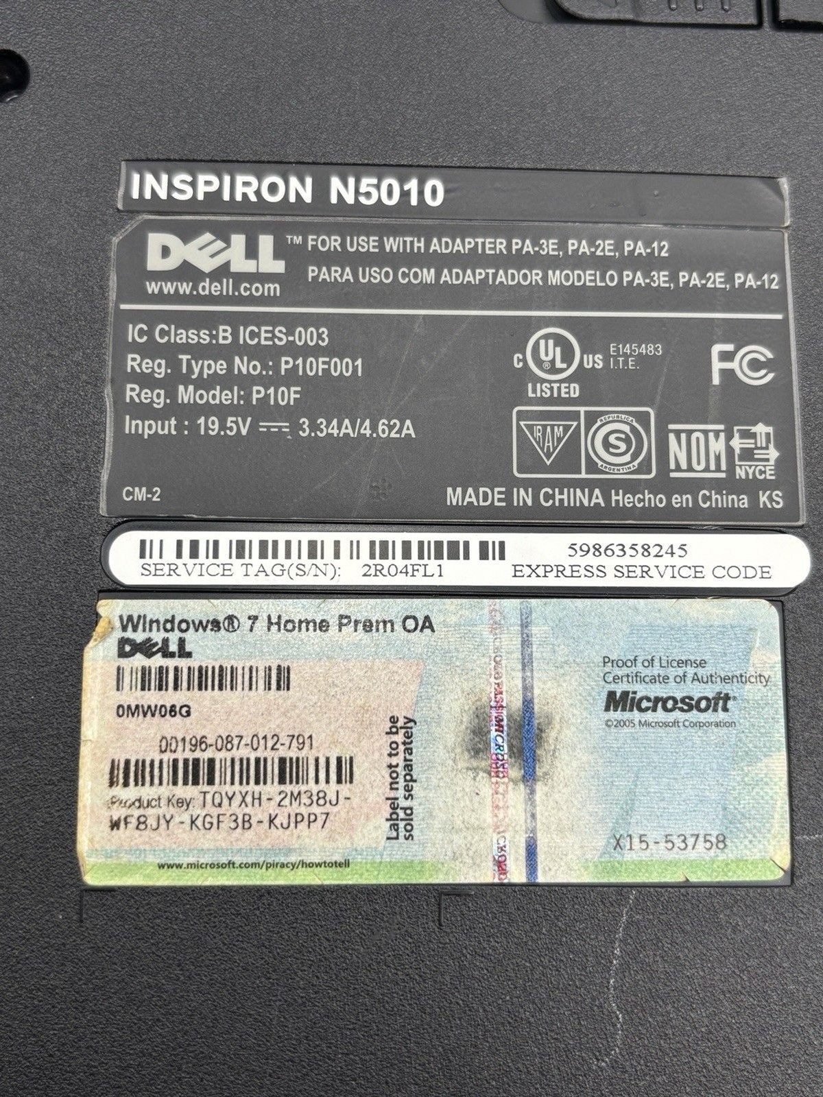 Dell Inspiron N5010 — Untested / For Parts or Repair Only