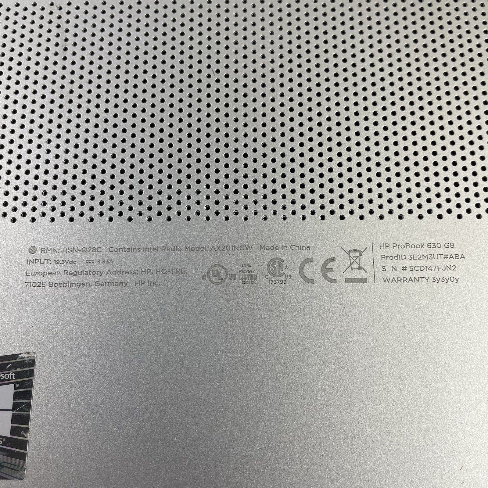 HP ProBook 630 G8 13.3″ i7-1165G7 2.60 GHz 8 GB RAM No SSD/OS/AC