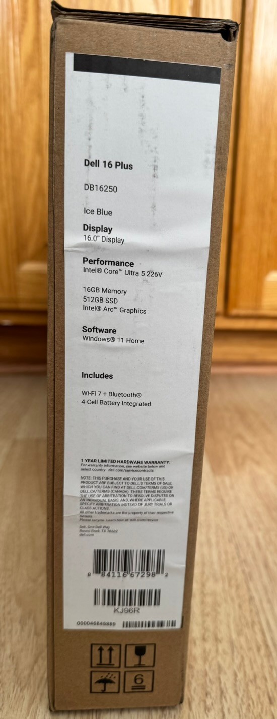 NEW – dell 16 plus laptop db16250 Intel Ultra 5 226V, memory 16GB, 512GB SSD