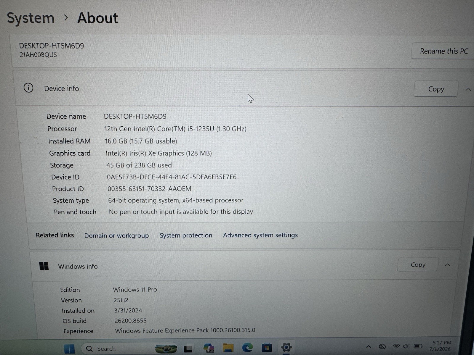 Lenovo ThinkPad T14 Gen 3 14″ WUXGA i5-1235U 16GB RAM 256GB SSD Win 11 Pro