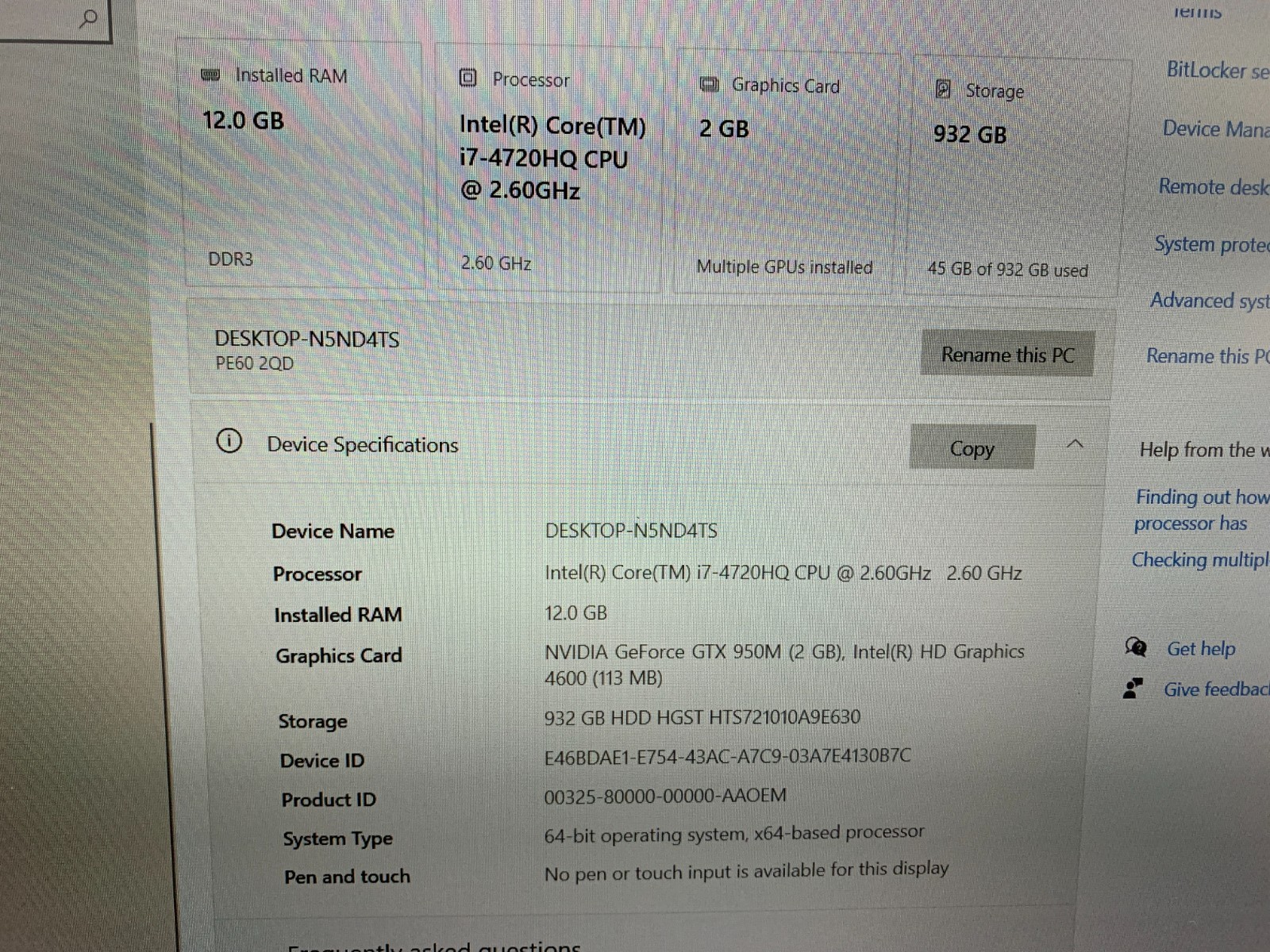 MSI MS-16J2 PE60 2QD Intel Core i7-4720HQ 2.6GHz, 12GB RAM, 1TB HDD, GTX 950M