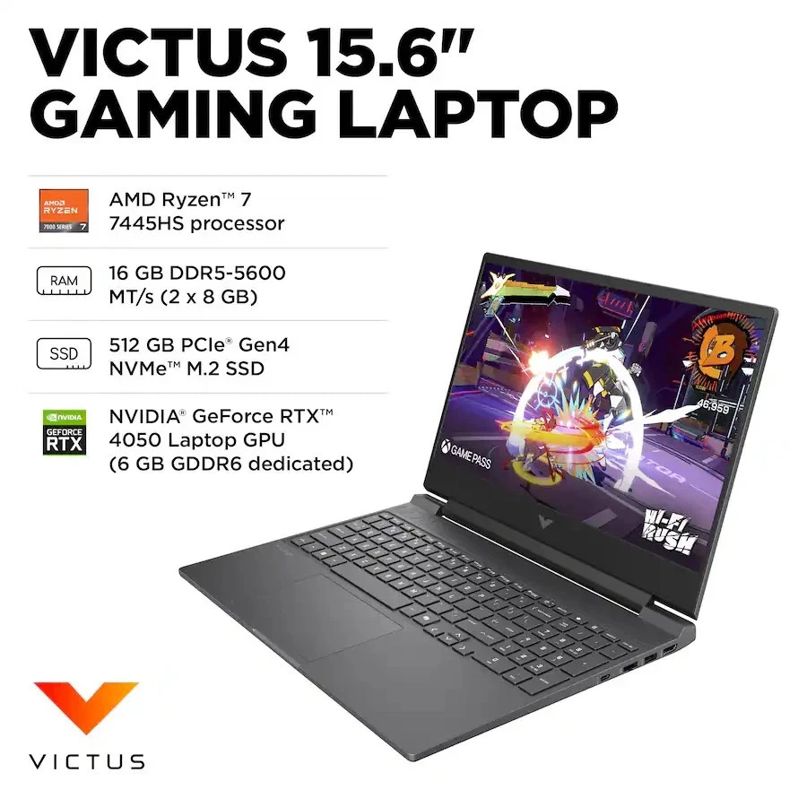 HP Victus 15-fb3093dx 15.6″ Gaming Laptop R7 7445HS | 16G | 512G RTX 4050