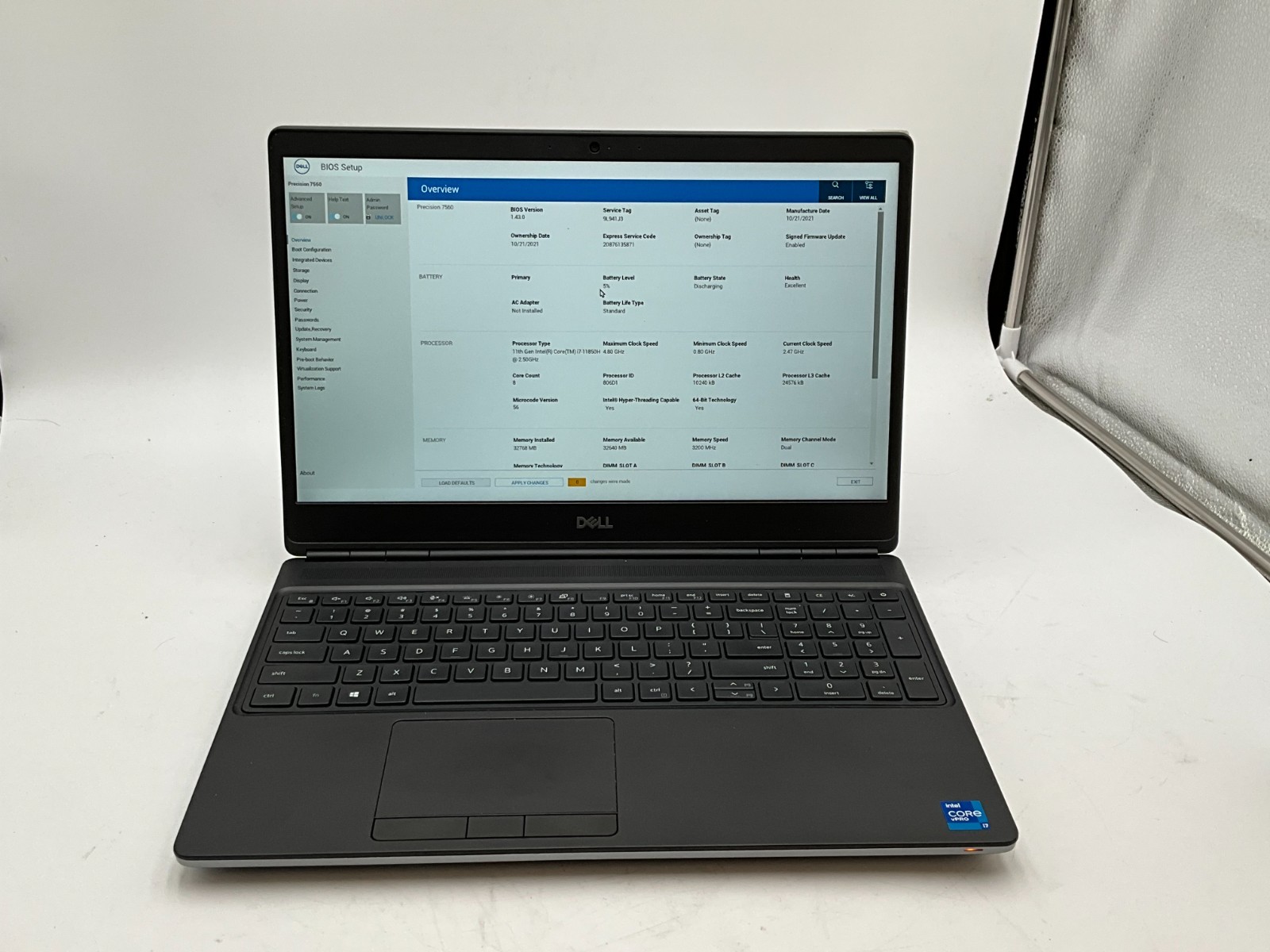 DELL Precision 7560 i7-11850H 2.50g 32GB 1TB T1200 15.6″ WIN11 Laptop 9L941J3