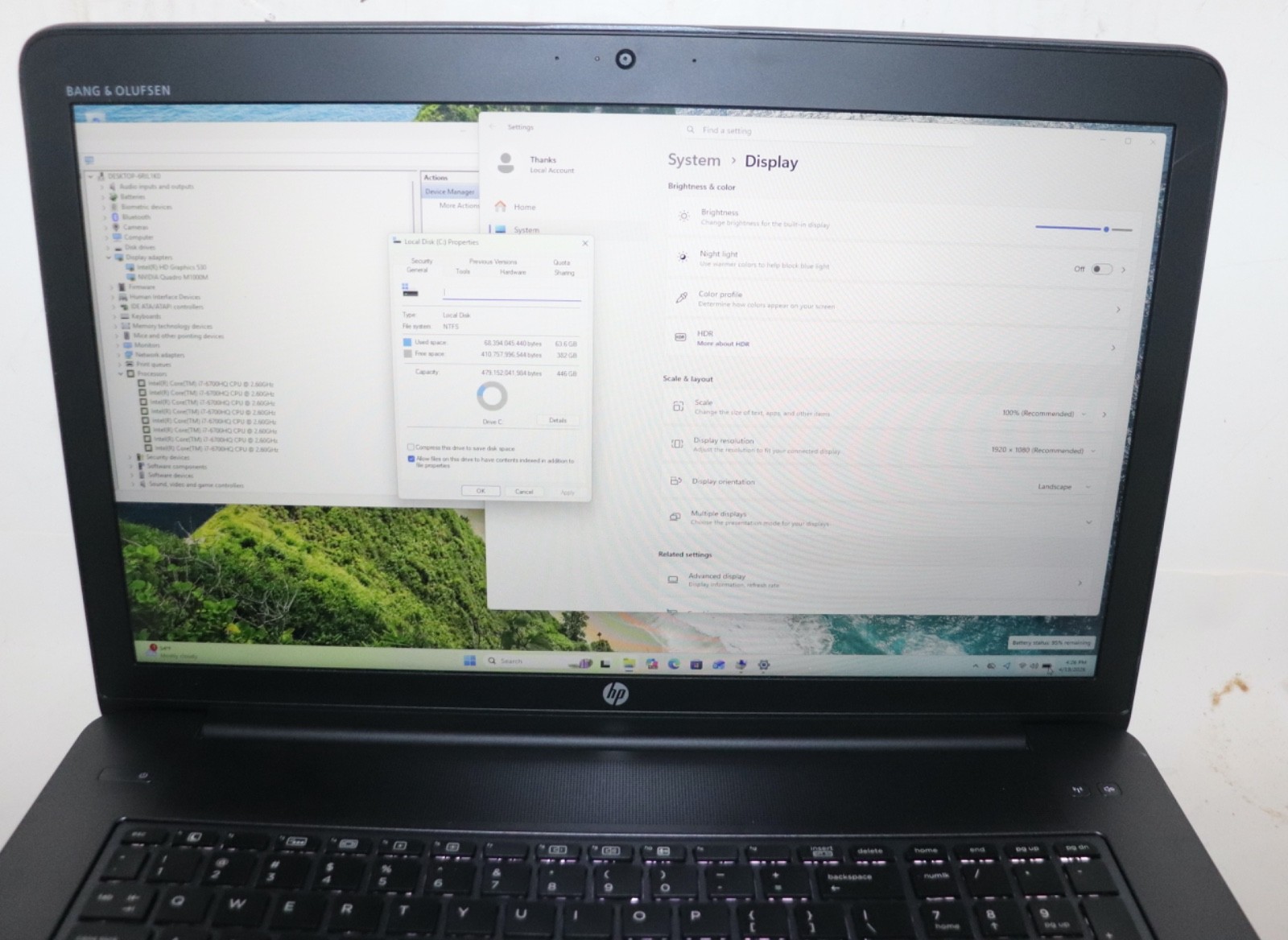 HP ZBOOK 17 G3|Intel i7@2.60GHz|32GB RAM|480 SSD|WIN11| ProfWebcam|Nvidia