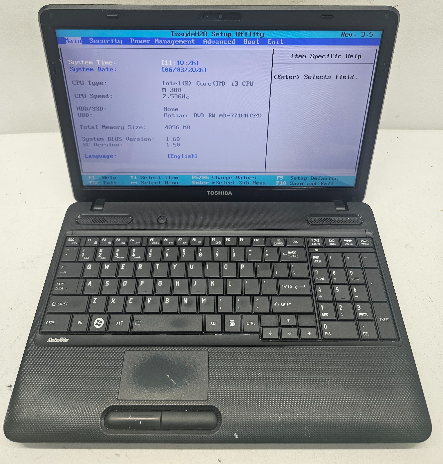 Toshiba Satellite C655-S5137 Laptop Intel Core i3-380M 4GB Ram NO HD/OS (FL)