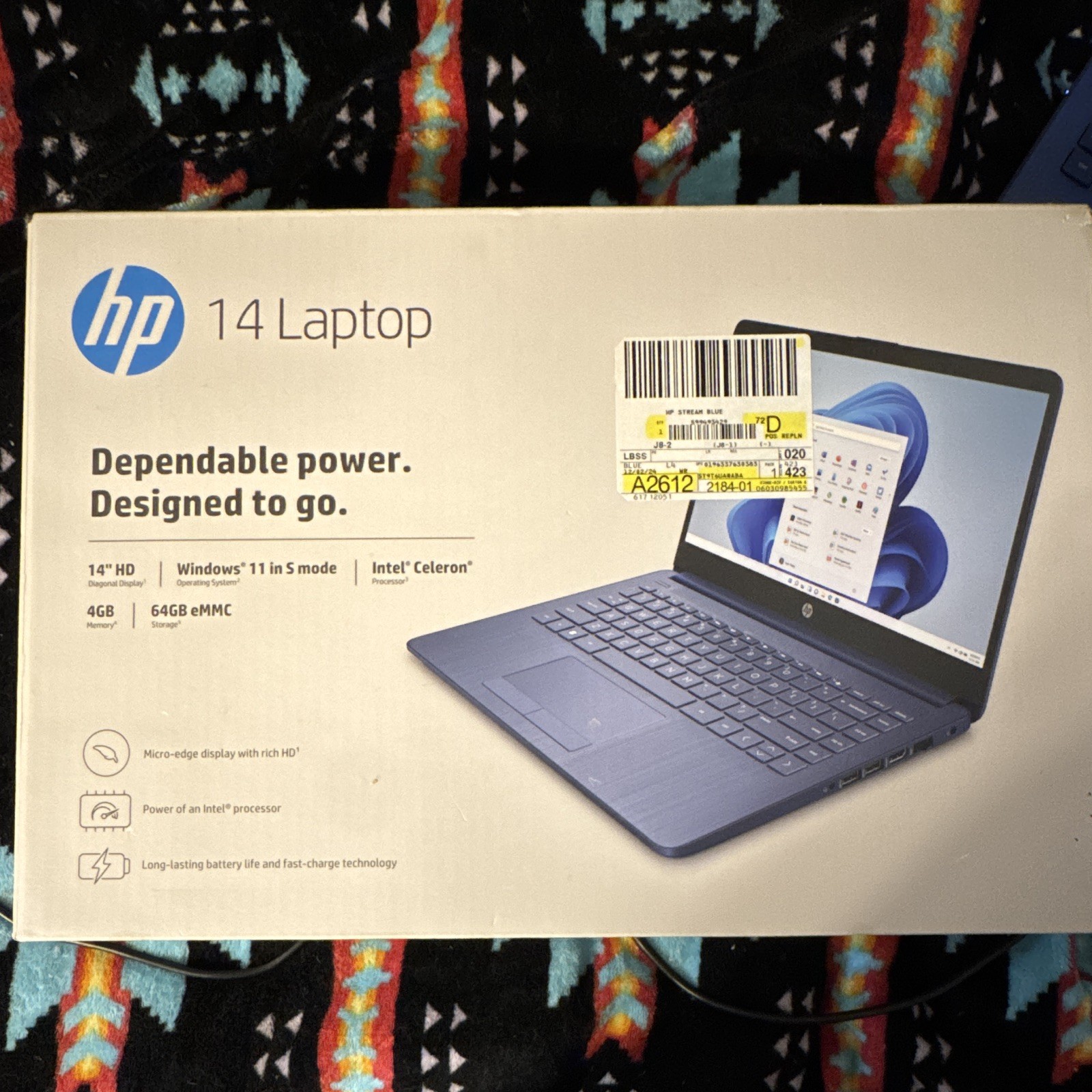 HP Stream 14” blue laptop