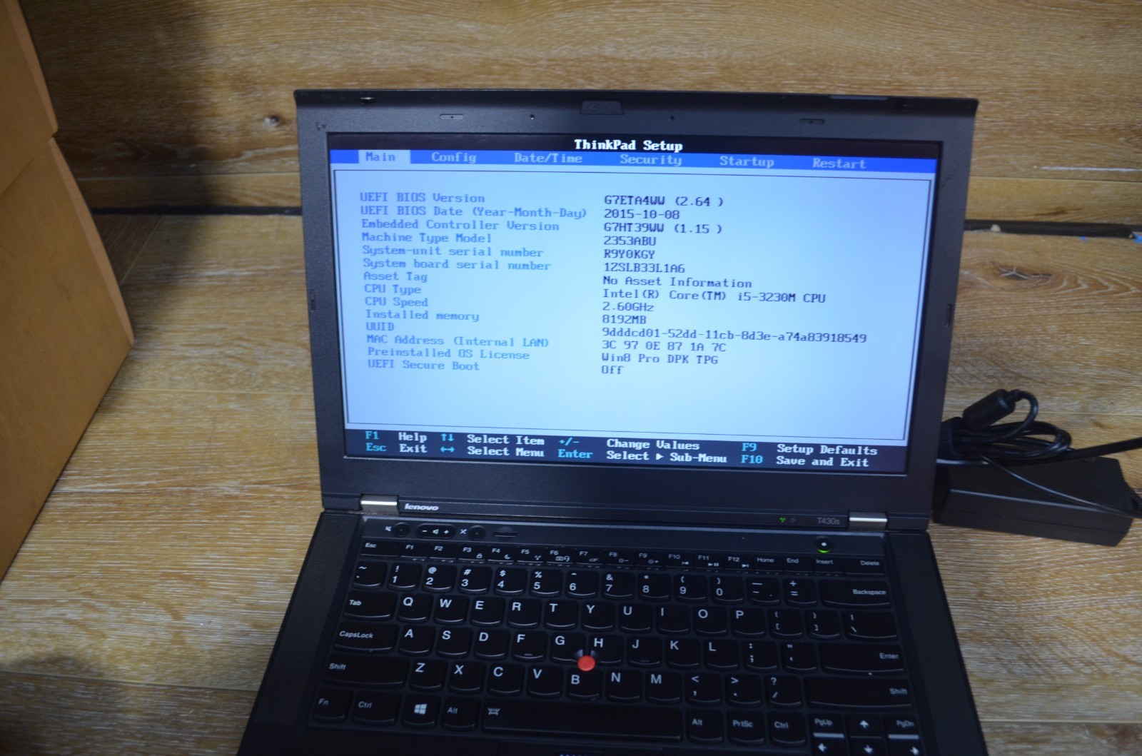 Lenovo ThinkPad T430s i5-3230M 8GB Boots to BIOS Charger Included AS-IS