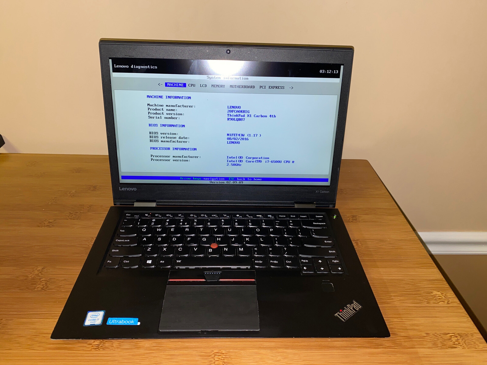 Lenovo ThinkPad X1 Carbon Intel Core i7-6500U 2.50GHZ 8GB RAM NO HD NO OS