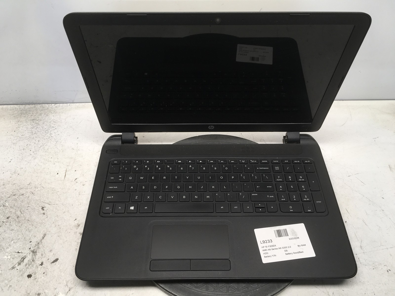 HP 15-F305DX AMD A6-Series A6-5200 2.0 GHz No RAM NO HDD No Batt
