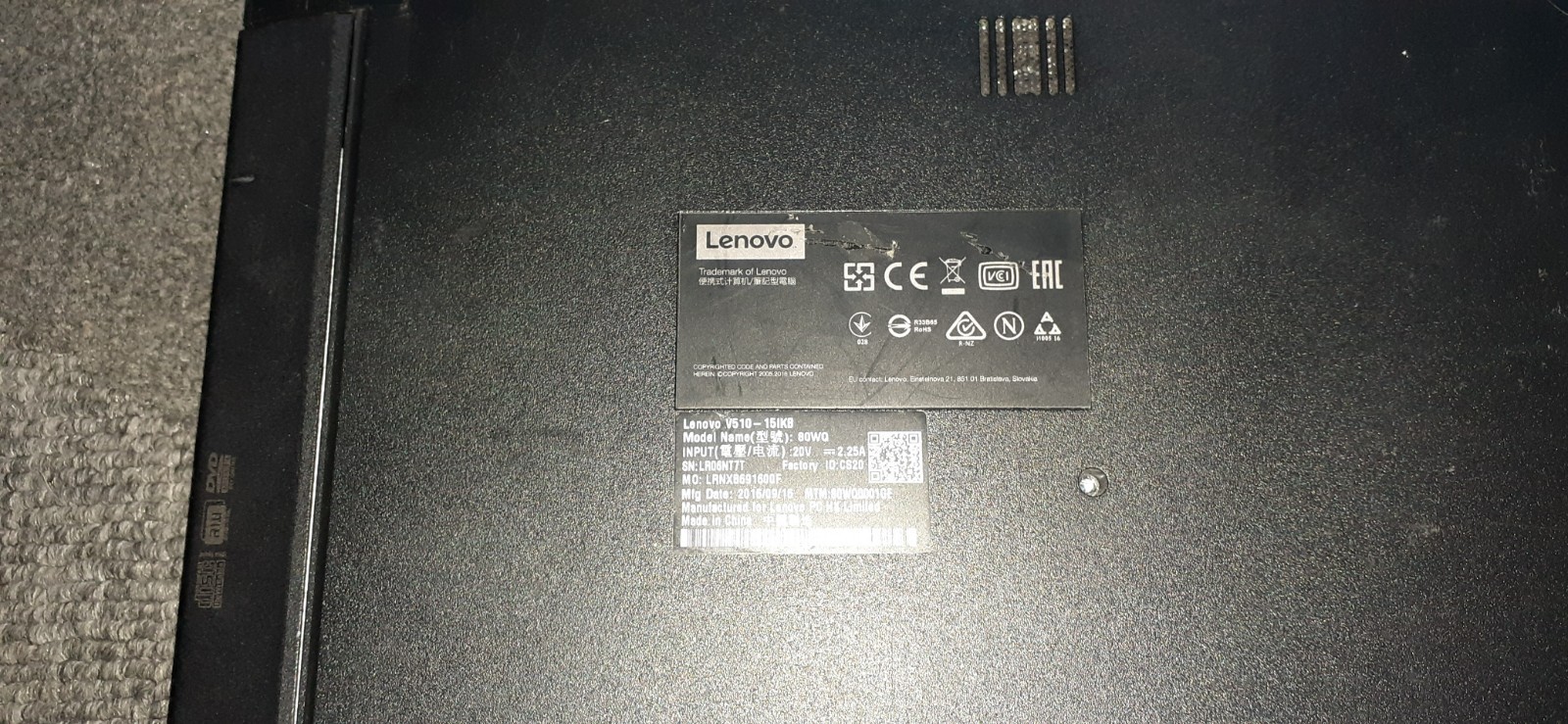 Excellent Laptop – Lenovo V510-151KB, i5-7200U, 12GB Ram, 250GB SSD