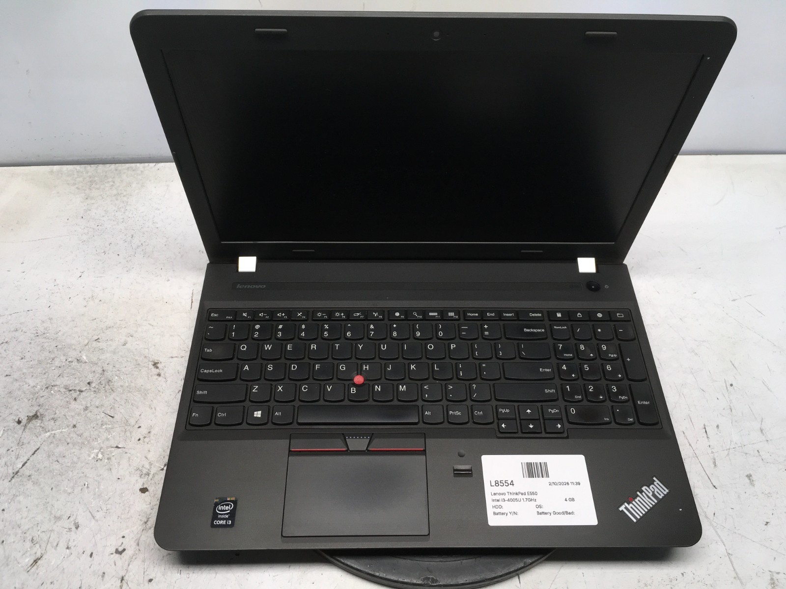 Lenovo ThinkPad E550 Intel i3-4005U 1.7GHz 4 GB NO HDD