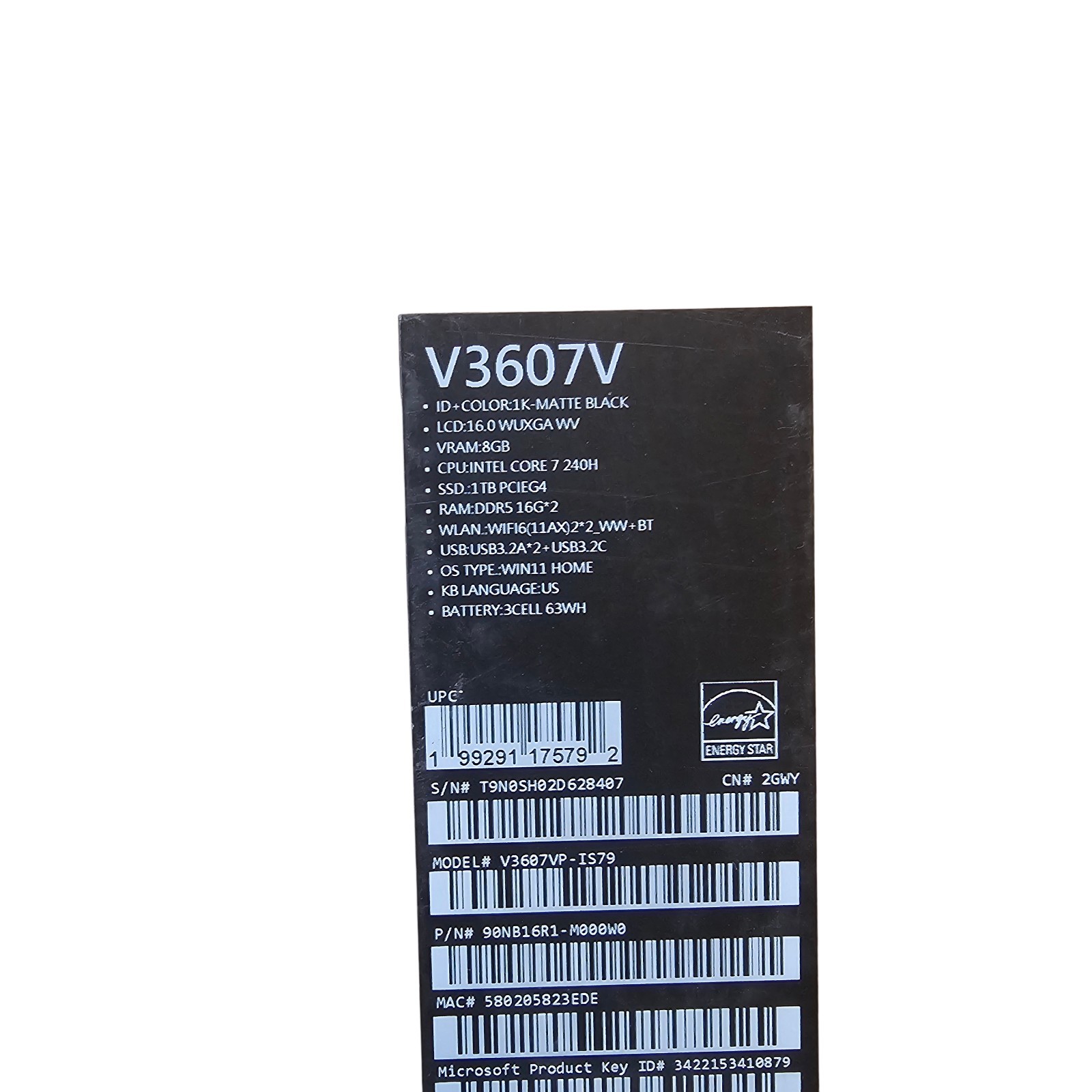 Asus V3607VP-IS79 – 16″ -Core Ultra 7 240H – RTX5070 – 32GB – 1TB – Open Box