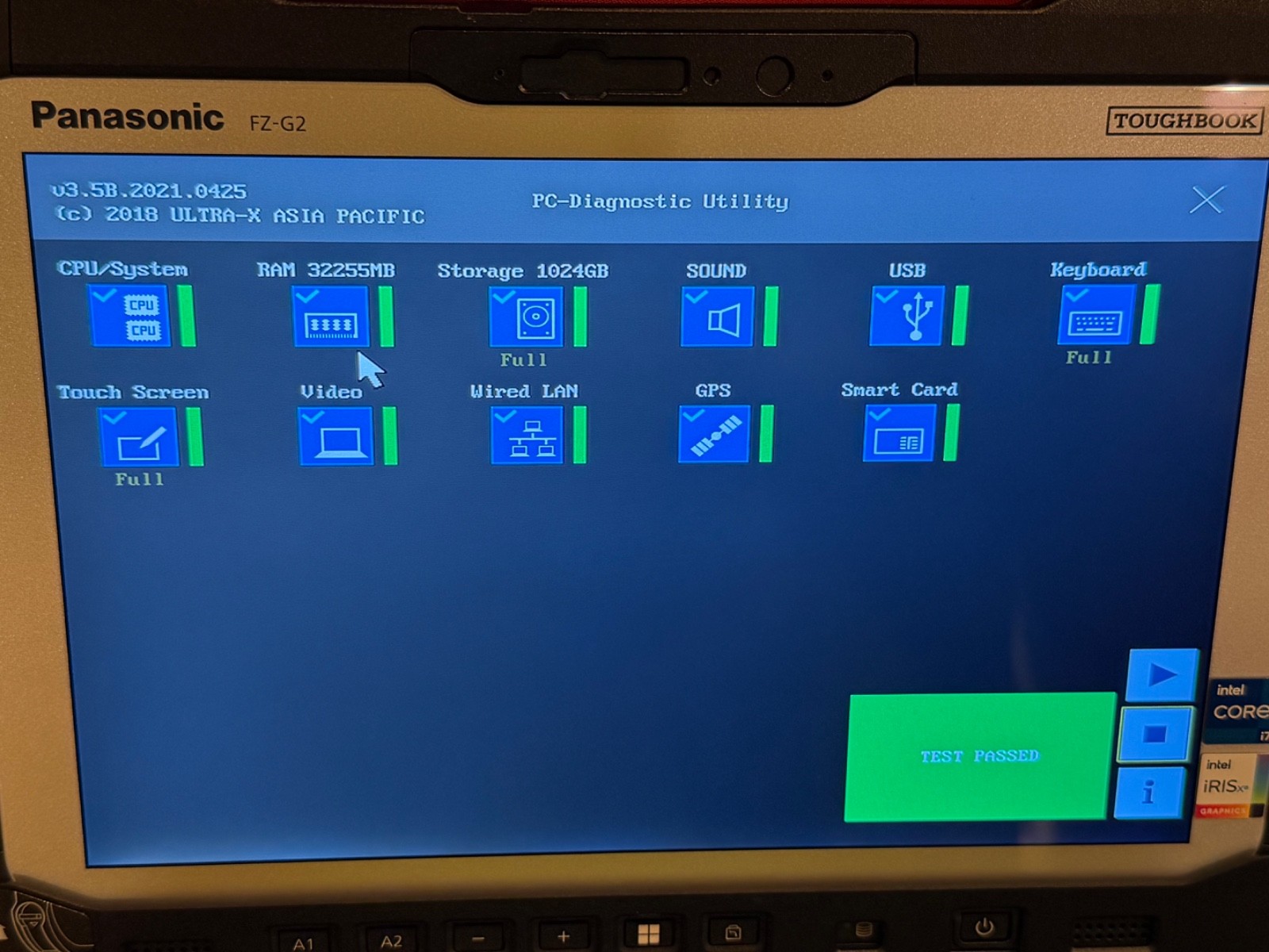 Panasonic Toughbook FZ-G2 MK2 i7-1270p 1TB SSD 32GB RAM DGPS Keyboard 0 Hours