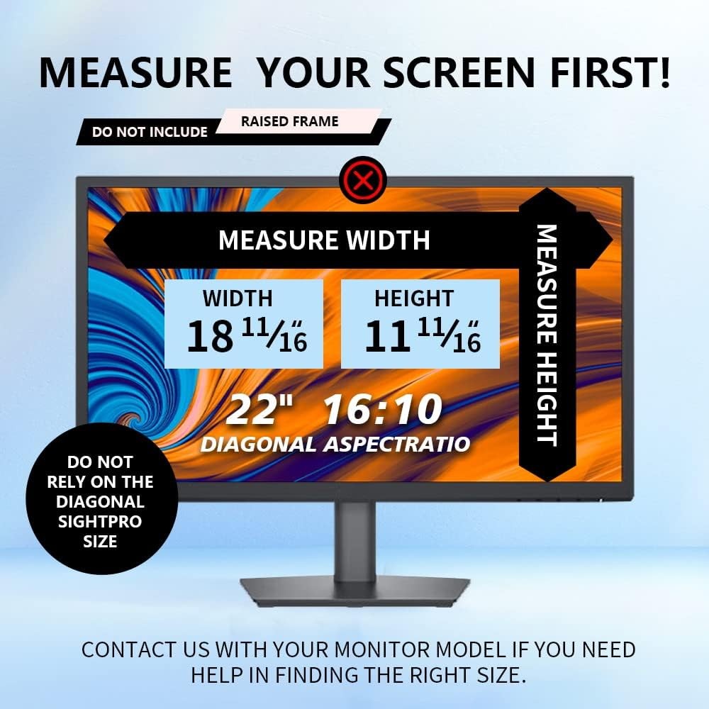 22 Inch Computer Privacy Screen, Removable Anti Glare Filter for Laptop Monitor