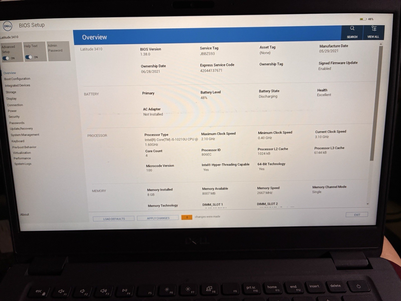 Dell Latitude 3410 Touchscreen i5-10210U 8GB Ram No SSD No Adapter