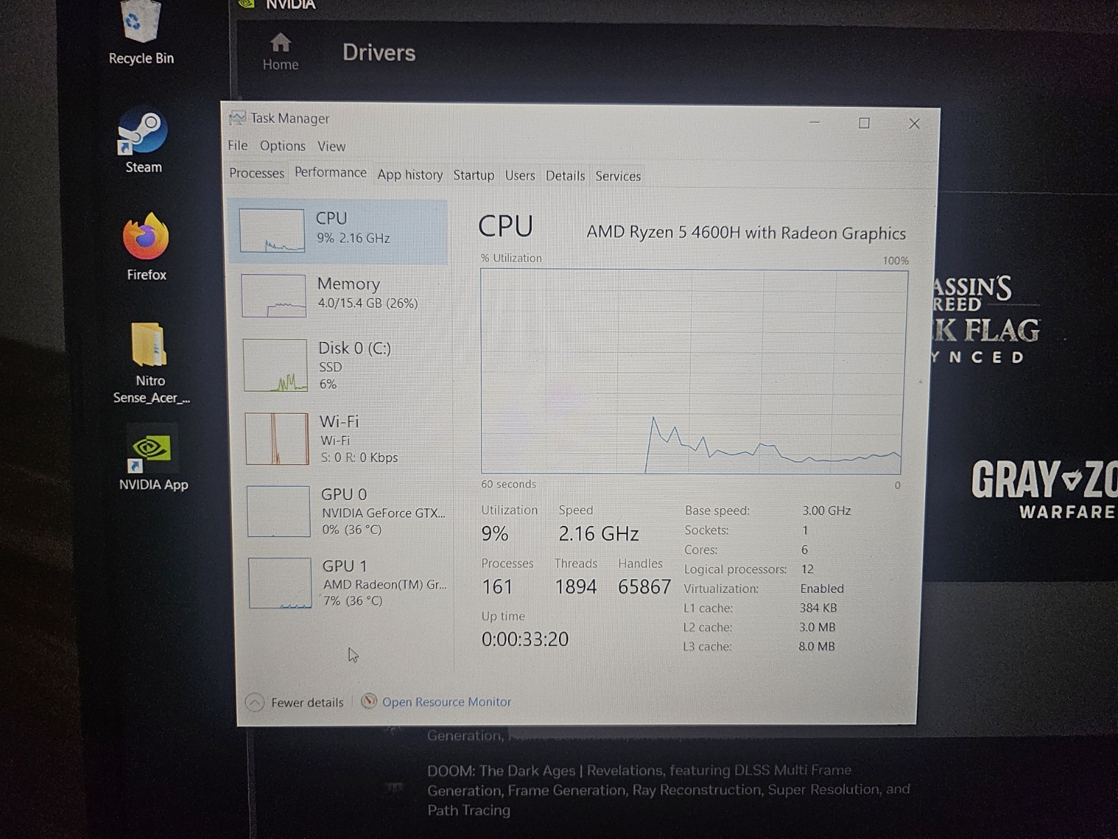 ACER NITRO 5 GAMING AN515-44 RYZEN 5 4600H 16 GB RAM GTX 1650 1TB samsung evo