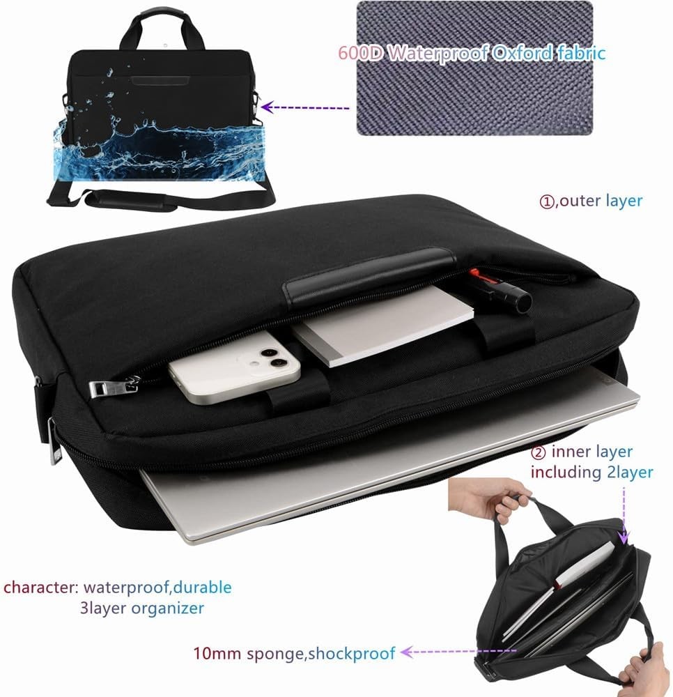 Premium Black 17.3-18.4 Inch Laptop Briefcase Fits Dell, HP, ASUS, MacBook Pro