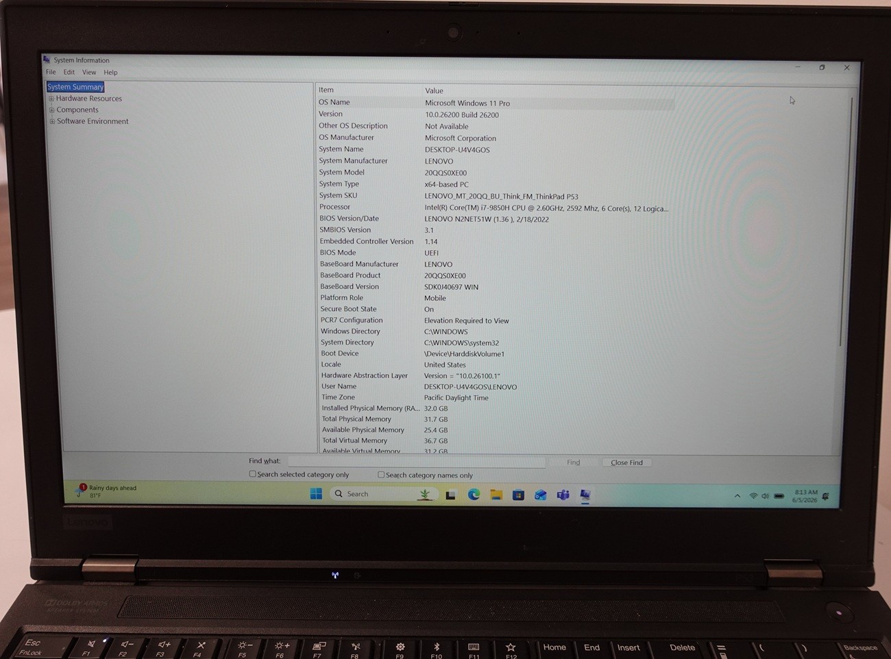 Lenovo ThinkPad P53 Intel Core i7-9850H 15.6″ 32GB RAM 256GB SSD Win11