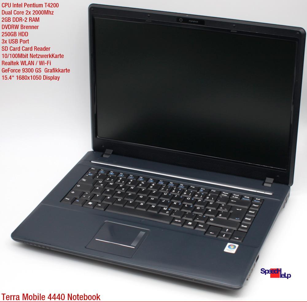 Terra Mobile 4440 Notebook Laptop Windows XP GeForce 9300 1680×1050 15.4″ 250GB